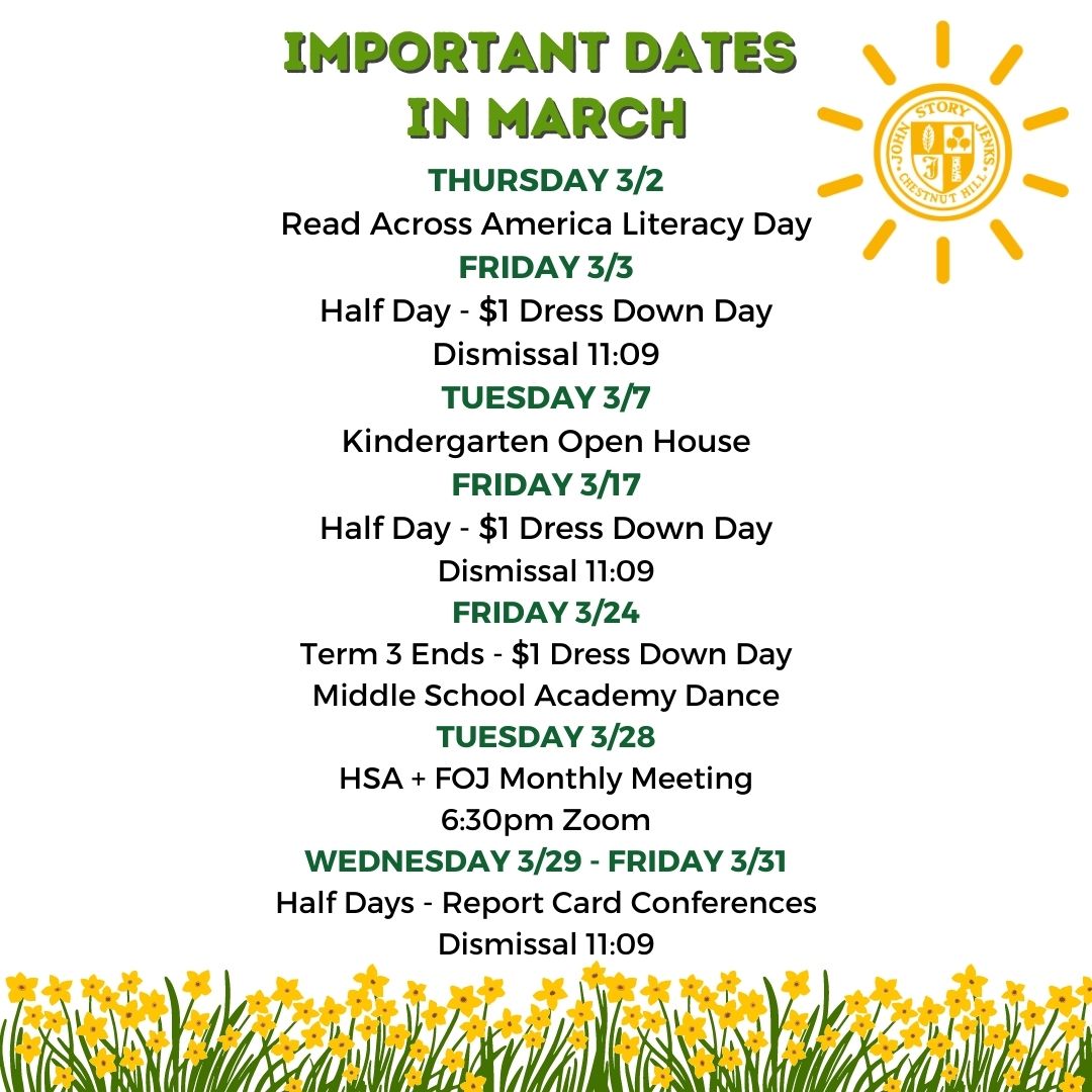 March 2023 Important Dates John S. Jenks School